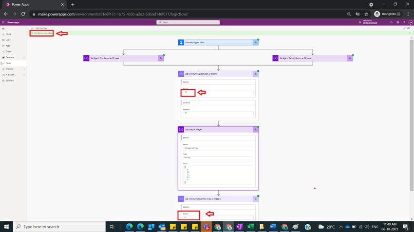 Usage of Min Function in Power Automate
